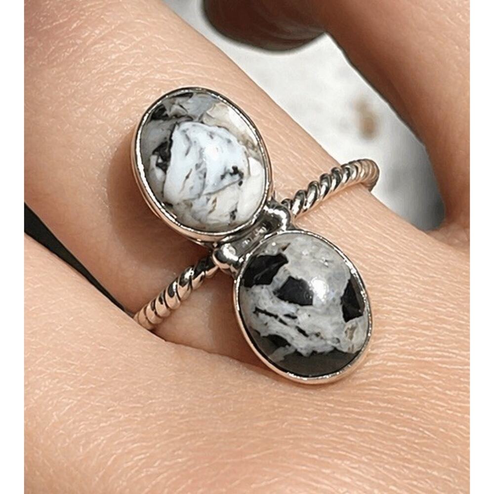 White Buffalo Sterling Silver Ring Native Southwestern Style Statement Sz 7.75